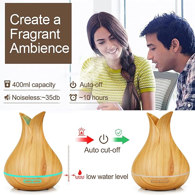Smart WiFi Essential Oil Diffuser App Control Air Humidifier (Light Wood UK)
