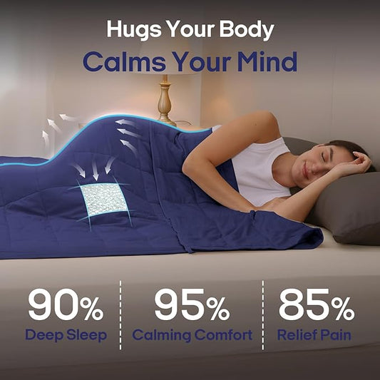 ZonLi Weighted Blanket for Adults(80"x87", 20lbs,Dusk Blue) King Size High Breathability Cooling Heavy Blanket, Soft Material with Premium Glass Beads,All-Season.