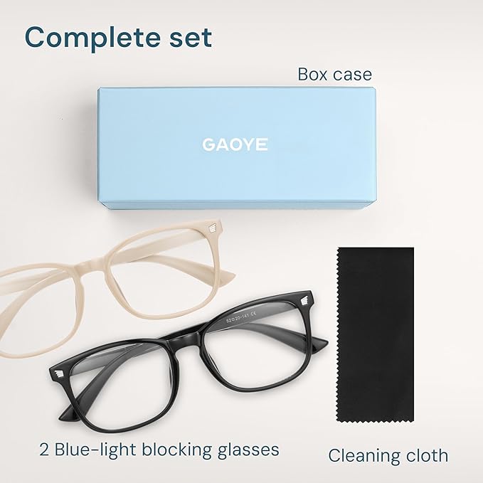 Blue Light Blocking Glasses - Fashion Square Eyeglasses, Anti UV Ray Computer Gaming Glasses Blue Blockers for Women/Men