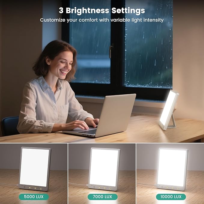 Light Therapy Lamp - 10000 Lux 3 Color Temperature & Wall Mountable, with Memory Function, Touch Control Portable Light Therapy Lamp for Home & Office (Wired Only).