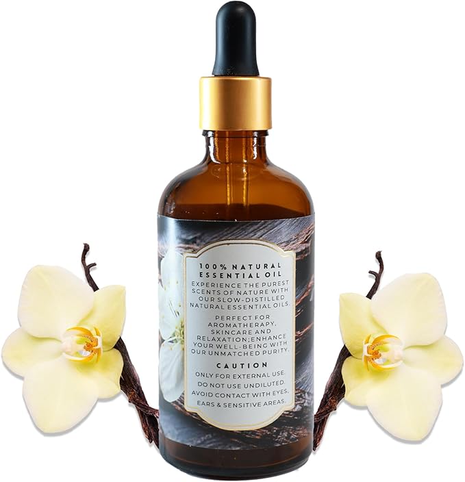 Luxurious Vanilla Essential Oil by Enhanced Essentials|Slow Distilled & Pure|for Diffusers,Skin Care, Aromatherapy, Bath,Massage,Perfume,Gifting,Soap & Candle Making|with Glass Dropper|100 ml Pack