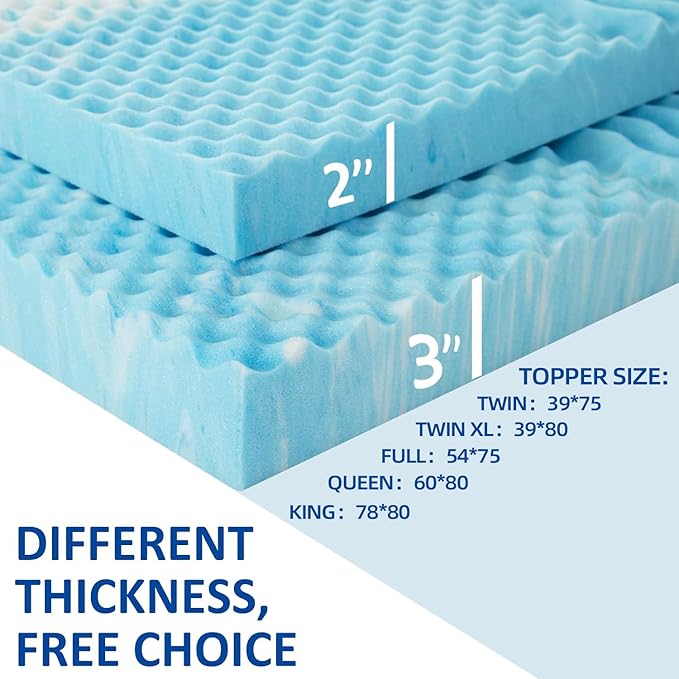 SINWEEK Mattress Topper Memory Foam Mattress Topper 2 Inch Queen Soft Mattress Pad for Pressure Relief, 5-Zone Design, CertiPUR-US Certified