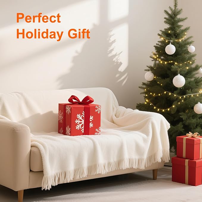 Heated Throw Blanket 50"x60" with 5 Heating Levels & 4 Hours Auto Off, Soft & Plush Sherpa Electric Blanket Throw with ETL & FCC Certification for Home Use, Machine Washable, Great Gift, White