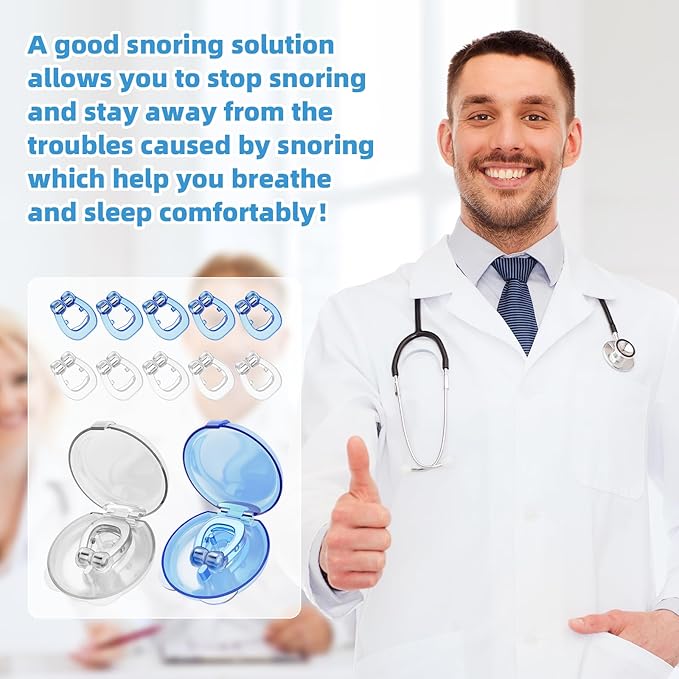 Anti Snoring Device-Magnetic Anti Snore Nose Clip,Silicone Stop Snoring Solution,Reusable Sleep Aid,Snore Stopper,Nasal Snore Clip for Better Sleep (Blue+White)
