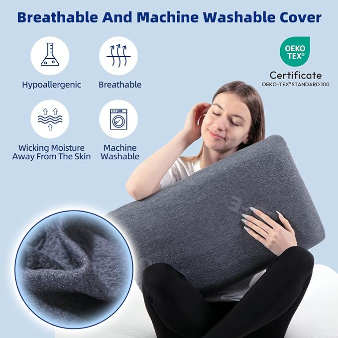 LOFE Adjustable Memory Foam Pillow - 4 Heights from 1.2 to 4.8in, Cervical Pillow for Neck Pain Relief, CertiPUR-US Neck Support Pillow for Side Sleepers, Thin Pillow for Back/Stomach Sleepers