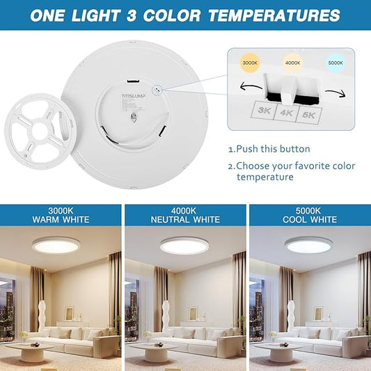 15.8 Inch Dimmable Large LED Flush Mount Ceiling Light 2 Pack, Low Profile Ceiling Light with 3 CCT (3000K/4000K/5000K), 5%-100% Dimming, Ultra-Thin 0.8", 32W 3200LM for Bedroom, Kitchen & Office