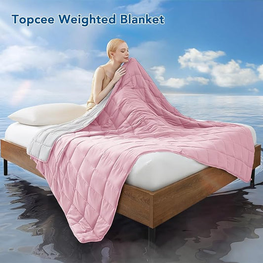 Topcee Weighted Blanket for Adults (20 lbs, 60" x 80") Queen Size Soft Cooling Heavy Blanket Sleeping, Apply to 190-210 lbs Body, Thick Breathable Blanket with Glass Bead, Easy Care