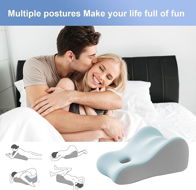 Intimacy Wedge Pillow for Couples – Memory Foam Support Cushion for Waist, Neck & Back, Waterproof & Portable with Washable Cover, Ideal for Sitting, Lying & Adult Play