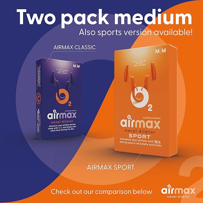 AIRMAX Nasal dilators for Sleeping - 76% More Airflow - Anti snoring Devices - Breathe Freely Through The Nose - Sinus Relief, Relief and snoring Solution - 2X Medium Orange - 6 Month Relief