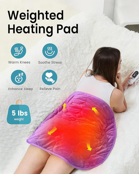 immtree Weighted Heating Pad for Deeper Pain Relief, 5lbs XXXL Size(29x24) with Fast Heat Technology, Heated Blankets for Adults, Relief for Back and Shoulder and Knee, Christmas Gifts for Women