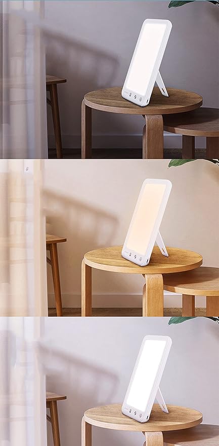 Light Therapy Lamp 10000 Lux LED with 3 Light Colours Adjustable Brightness, 4 Timer Settings with Eye Protect Function for Home and Office Use