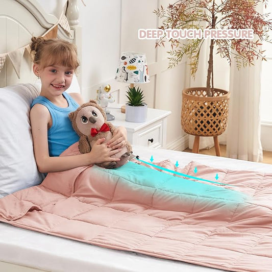 yescool Pink Weighted Blanket 10 Pounds Twin Cooling Weighted Lap Blanket, Heavy Blanket for Sleeping, Weighted Throw Blanket Gift for 80-110lbs, 40" x60