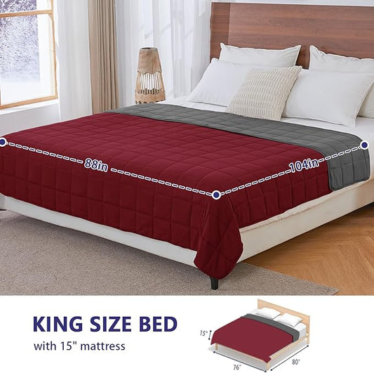 yescool Weighted Blanket for Adults (25 lbs, 88” x 104”, White) Cooling Heavy Blanket for Sleeping Perfect for 240-260 lbs, King Size Breathable Blanket with Premium Glass Bead