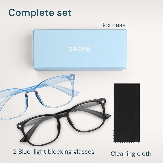 Blue Light Blocking Glasses - Fashion Square Eyeglasses, Anti UV Ray Computer Gaming Glasses Blue Blockers for Women/Men