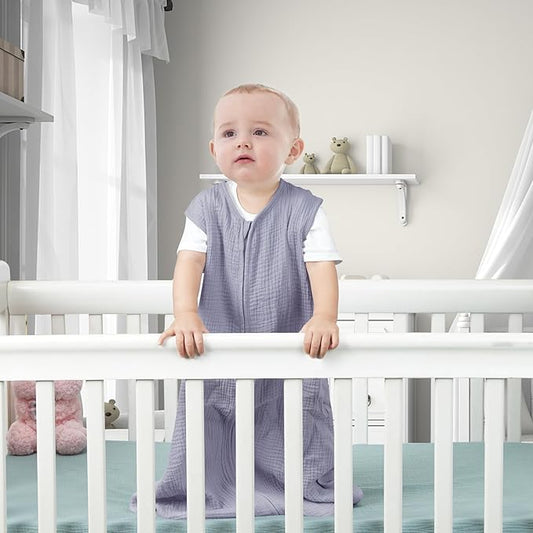 2 Pack Baby Sleep Sack 0-24 Months Baby Sleeping Bag 2-Way Zipper Toddler Wearable Blankets (Gray&Green TOG 0.3, Large)