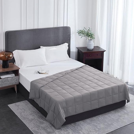 L'AGRATY Weighted Blanket - 60"x80" 25lbs Cooling Breathable Heavy Blanket Microfiber Material with Glass Beads for Adult All-Season Summer Fall Winter Soft Thick Comfort