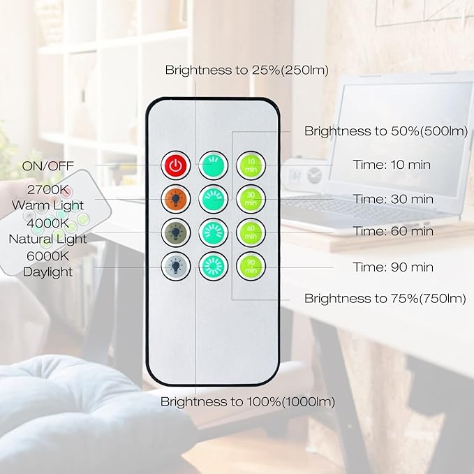 H&B Happy - Light Therapy Lamp 10000 LUX, Sunlight Lamp with 3 Color Temperatures,4 Brightness Levels (Round)
