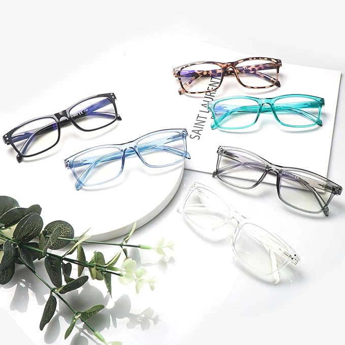 SIGVAN 6 Pack Reading Glasses for Women Men Blue Light Blocking, Spring Hinge Anti Eyestrain Glare Computer Readers (6 Mix-7, 2.75)