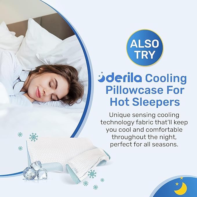 Derila Queen Size Pillowcase | Designed to Keep Your Memory Foam Pillow Covered and Protected with This Crisp, Clean, White Pillowcase Made from Premium Materials