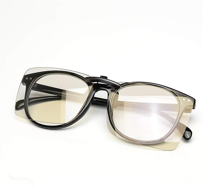 Vyzia Blue Light Blocking Clip-on Computer Lenses for Women and Men | Fits Over Glasses | Reduce Eye Strain, and Sleep Better | Anti-Blue Light Filter Clip for Dry Eyes Relief, and Digital Screens Use
