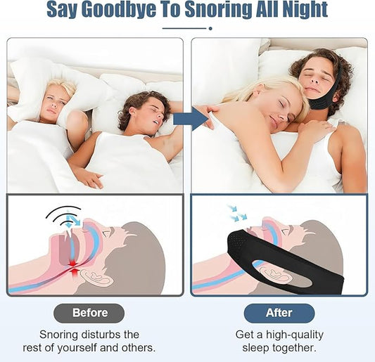 Chin Strap for Sleeping - Anti Snoring Devices - Comfortable Stop Snoring Solution - Adjustable Breathable Sleep Apnea Devices - Simple and Effective Anti Snoring Chin Strap (Black)
