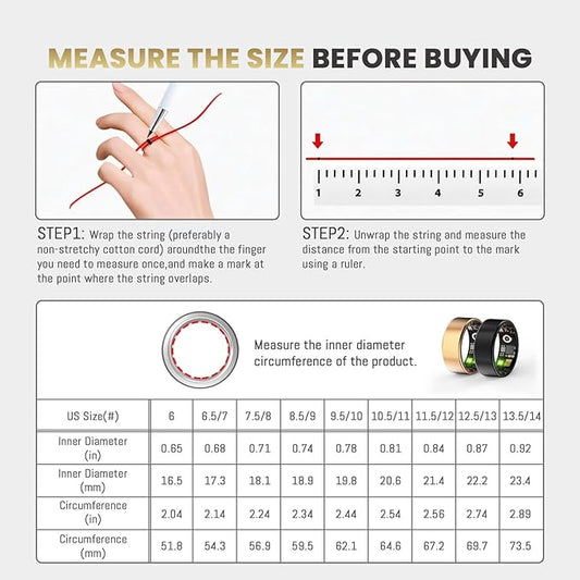 Smart Ring for Women & Men, Health Tracker Ring with Heart Rate, Blood Oxygen,Blood Pressure, IP68 Waterproof Fitness Ring, Sleep Tracker for iPhone and Android, No APP Fee (Rose Gold, 12#)