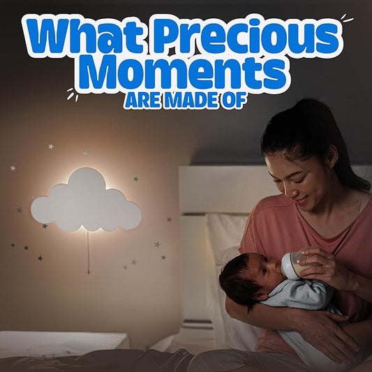 Tip perk Floating Cloud Wall Lamp for Baby Nursery | Cute Floating Cloud Lamp for Kids Bedroom | Battery-Operated Hanging Night Lights for Bedroom