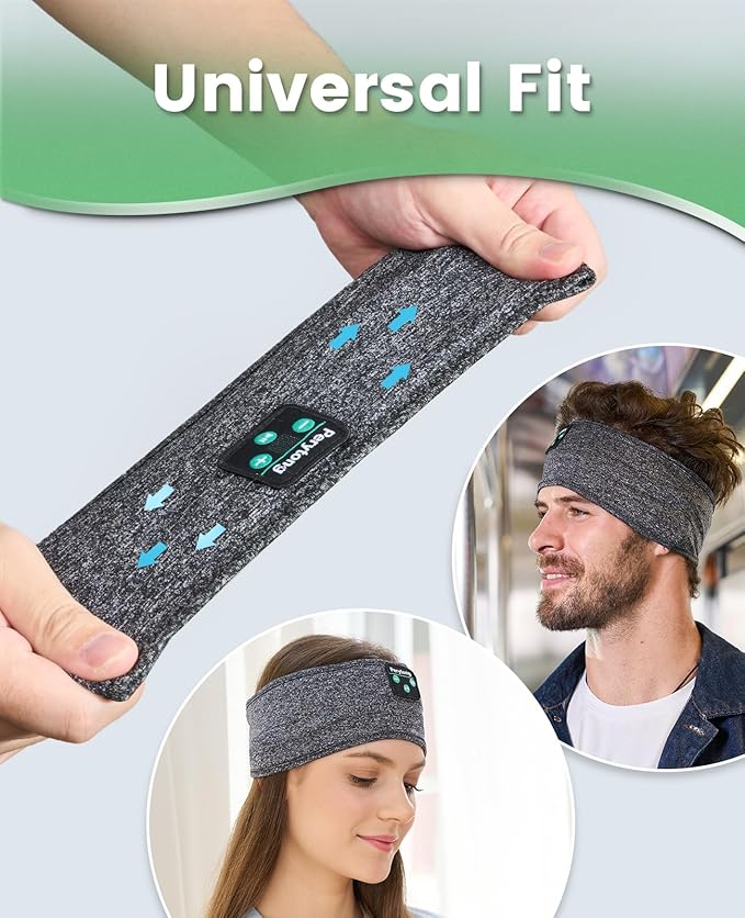 Perytong Sleep Headphones Bluetooth 5.4, Wireless Sleep Headphones with Ultra-Thin HD Stereo Speakers for Side Sleepers, Soft & Breathable Sport for Running Yoga Travel Nap