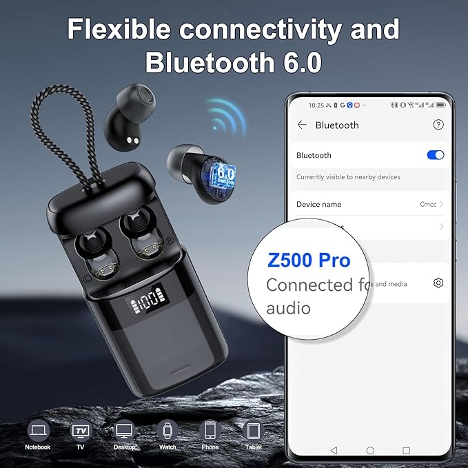 2026 Sleep Earbuds Bluetooth 6.0 in Ear, Mini Sleep Headphones with Sleep Monitor and APP, Small Earplugs for Side Sleepers, 48H Playtime Sleep Earphones with Sleep Mode, Personal Alarm, Black