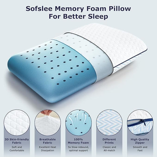 Gel Memory Foam Pillows Standard Size Set of 2, Medium Firm Orthopedic Pillow for Neck, Shoulder Pain Relief, Cooling Support for Side, Back, Stomach Sleepers, Breathable Washable Cover