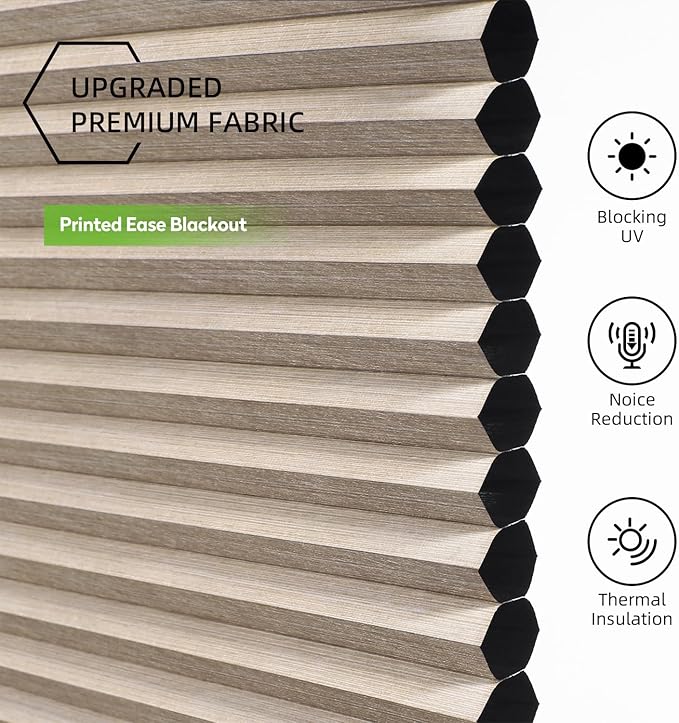 ZSTARR Motorized Skylight Shades Blackout Cellular Honeycomb Electric Blinds with Solar Panel Cordless Rechargeable with Remote for Roof and Slanted Windows Custom Size (BO Printed Vanilla Fawn)