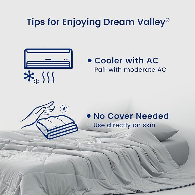 Dream Valley Outlast® Twin Cooling Comforter, NASA-Grade Instant Cooling Blanket for Hot Sleepers, Luxurious Comforter for All Season, Cool Grey, 60"x80"