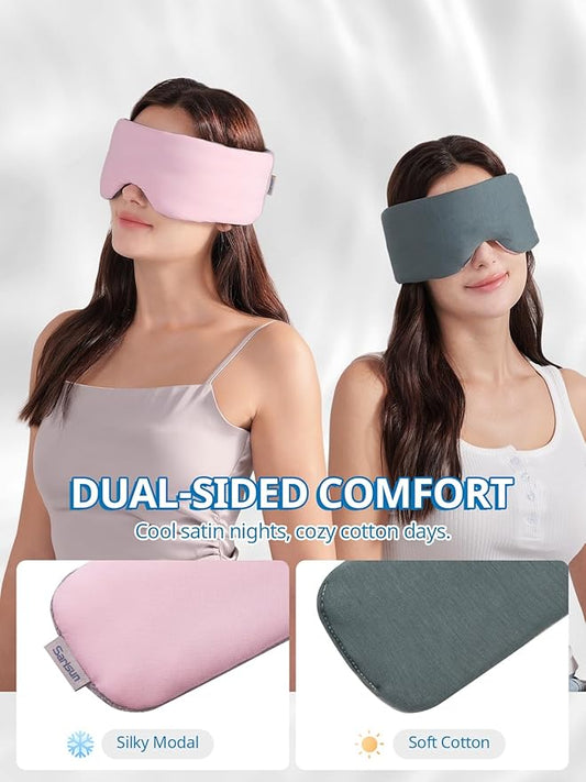 Sleep Mask,Eye Masks for Sleeping,Dual-Side Blackout Eye Covers for Side Sleeper,Soundless Velcro, Adjustable Band,Pressure-Free,Wrapped Around,for Women/Men/Nap/Travel/Yoga-Purple