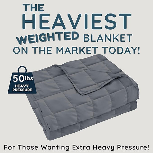 HomeSmart Weighted Blanket King Size 50lbs, The Heaviest Weighted Blanket, Fits Standard and California King Beds, Grey, 104x92