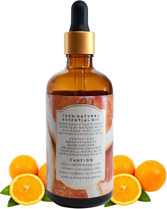 Luxurious Sweet Orange Essential Oil by Enhanced Essentials| Slow Distilled & Pure| for Home Cleaning,Diffusers,Skin & Hair Care,Aromatherapy,Bath,Soap & Candle Making|with Glass Dropper|100 ml