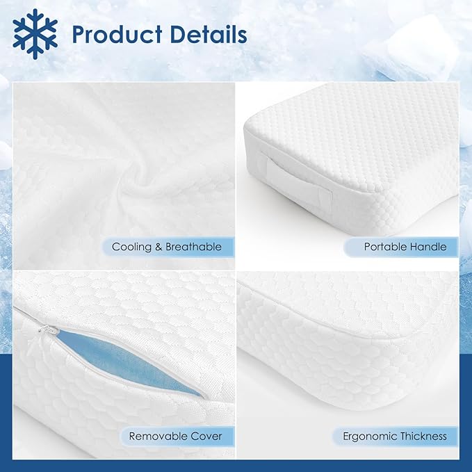 Leg Pillow for Side Sleepers, Memory Foam Knee Pillow for Side Sleeping, Leg Elevation Pillow for Hip/Back/Sciatica Pain Relief Helps Spine Alignment -18"x30" (4 INCHES) (Cooling, L)