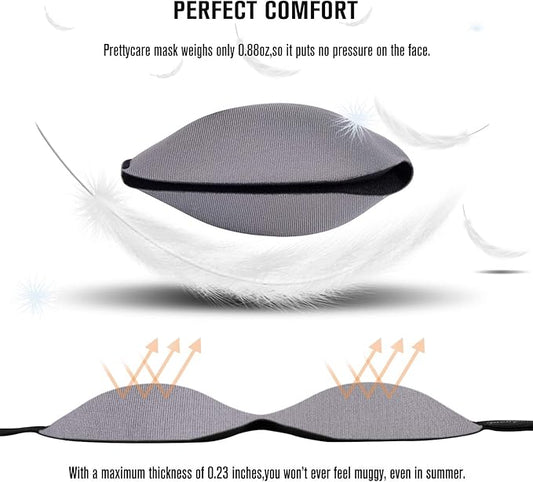 PrettyCare 3D Sleep Mask 2 Pack,Eye Mask for Side Sleeper -3D Contoured Sleeping Mask Blackout Out for Men Women - Zero Eye Pressure Blindfold with Ear Plugs, Night Masks with Travel Bag (Black&Grey)