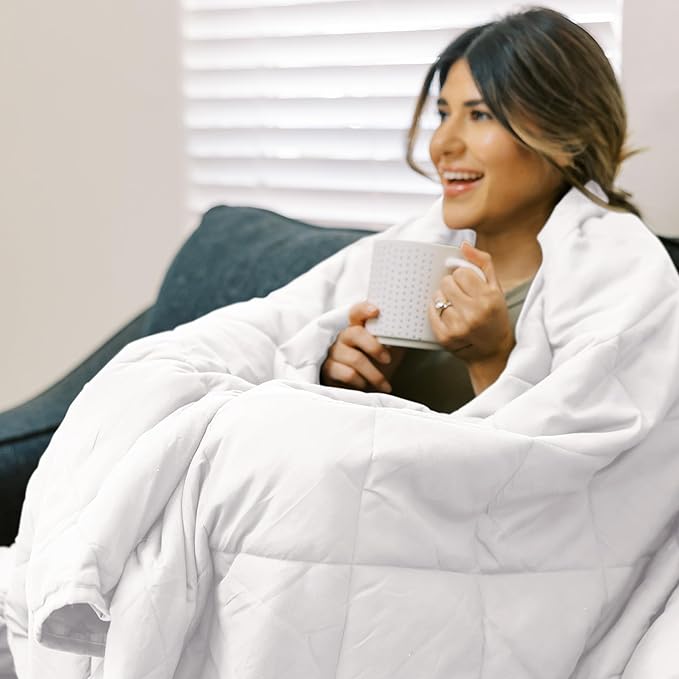 Homesmart 50 lbs Weighted Blanket King Size, Heaviest Weighted Blanket, Breathable Soft Fabric, 50 Pounds, White