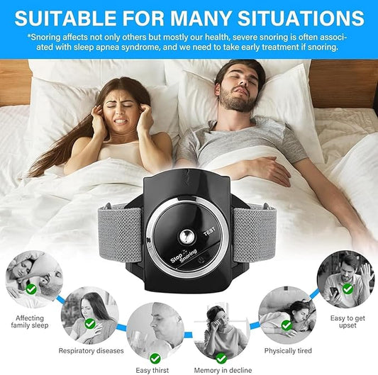 Anti-Snoring Device, Smart Wristband with Bionic Detection, Sleep Position Monitor, Conductive Patch Technology, Designed to Reduce Snoring Improve Nighttime for Men & Women