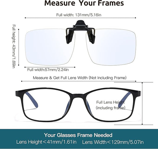 Trysee Blue Light Clip Ons for Glasses for Men Women Blue Light Blocker Fit Over Computer Glasses TS801