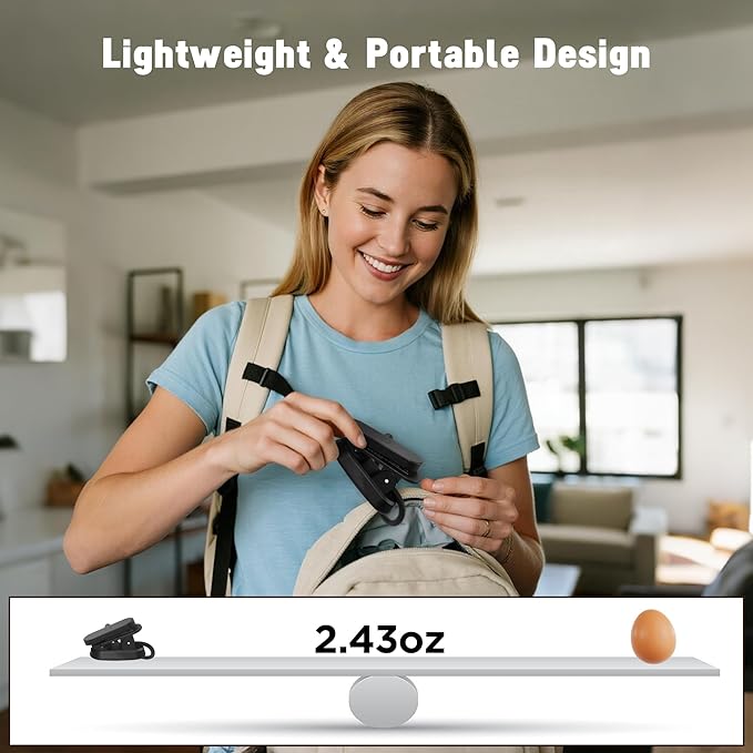 Clip-On Book Light for Reading at Night -Rechargeable 14 LEDs with 3 Color Modes & Stepless Dimming Brightness, Eye-Care, USB-C Charging, 70-Hour Runtime, 360° Flexible Gooseneck