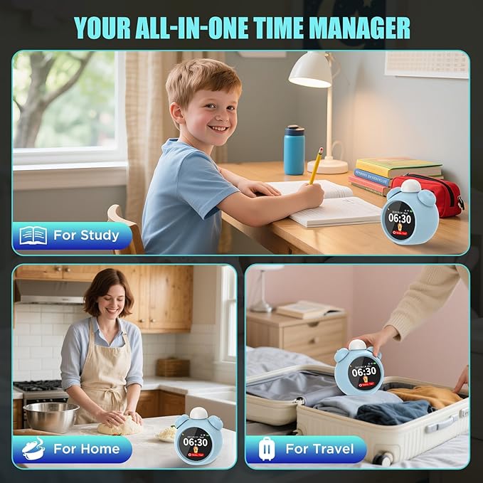 AI Kids Alam Cleck with Voice Control, Children's Focus Ready to Rise Sleep Trainer, AI Assistant Smart Cleck, Sound Machine OK to Wake for Toddlers Kids, Digital Partner for Girls Boys