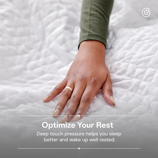 Gravity Weighted Blankets for Adults, 15lbs White (48" x 72", Twin/Single) - Heavy Comfort Cotton Blanket with Glass Beads - Ultra-Soft Premium Breathable Microfiber Duvet Cover - Machine Washable