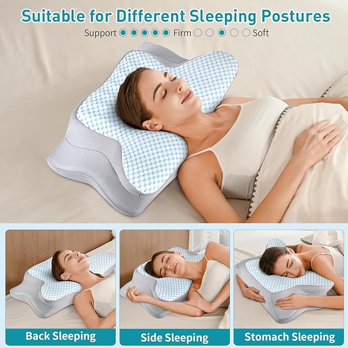 Cervical Pillow for Neck and Shoulder Pain Relief - Ergonomic Neck Pillow for Sleeping, Contour Memory Foam Pillows Side Sleeper Pillow for Neck Support, Bed Pillow for Side Back Stomach Sleepers