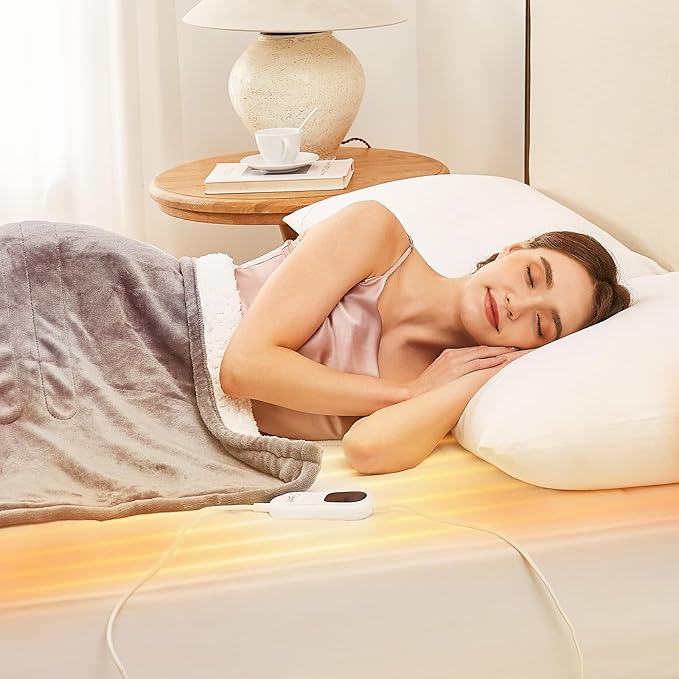 Homemate Heated Mattress Pad Queen Size for Cold Sleepers, 5 Heated Setting Coral Fleece Electric Mattress Pad Queen, Bed Warmer with Dual Controller & Auto Off 10 Hours, Fit Up to 21 Inch, 80"x60"