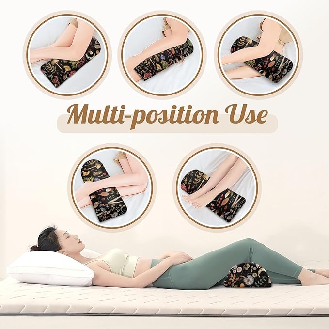 Knee Pillow for Back Sleeping – Half Moon Bolster Pillow for Legs,Under Knee While Sleeping Support, Leg & Back Pain Relief (21.5x9x5 Inches),Machine Washable Cover