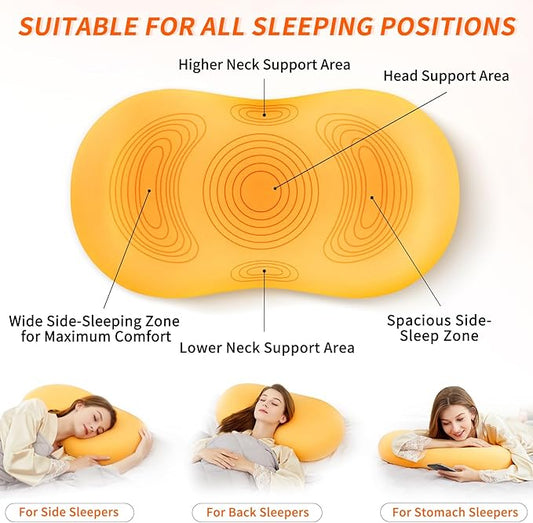 Memory Foam Pillows for Side Sleepers, 28 x 16 Ergonomic Contour Neck Support Pillow for Neck and Shoulder Pain Relief Sleeping, Orthopedic Bed Pillow for Back/Stomach Sleepers