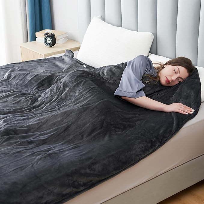 Electric Heated Blanket Queen Size 84"x90", Soft Plush Microplush for Bed, Dual Controllers & Heating Zones, 1-10Hs Auto Off & 6 Heating Levels, Machine Washable, Gifts for Family-Dark Gray