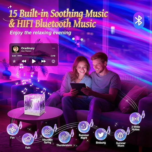 Aurora Light Projector for Bedroom,White Noise Sound Machine+18 Colors+Bluetooth Music+Remote Control Northern Lights Projector Ambient Lighting,Cool Things for Teen Girl Gift Relaxation Gifts for Her