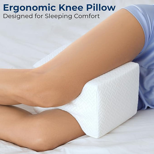 5 STARS UNITED Knee Pillow for Side Sleepers - Hip Pain Relief, Memory Foam Leg Cushion for Side Sleeping - Between Legs Pillow for Sciatica & Lower Back Pain, White